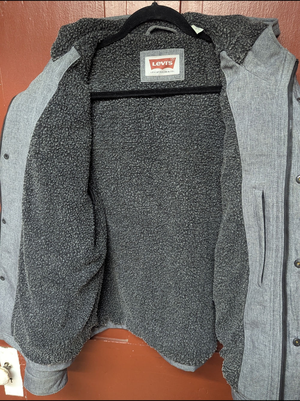 Levi's Gray Hooded Sherpa-Lined  Jacket - Picture 5 of 5